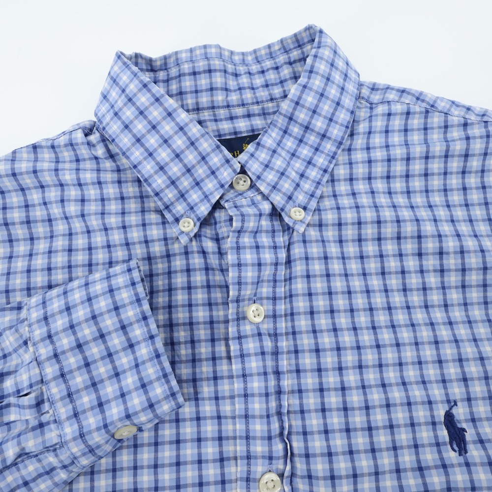 Ralph Lauren Plaid Button Down Shirt Blue Long Sleeve Mens Size Medium